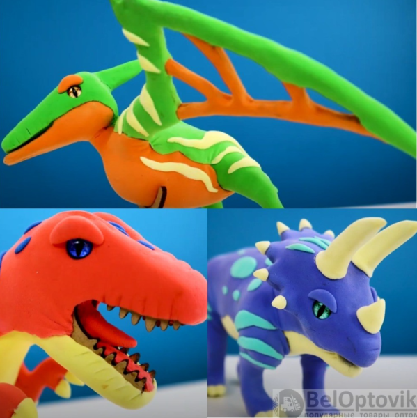 АКЦИЯ! Набор для лепки из легкого пластилина Genio Kids Птеродактиль Конструктор деревянный + воздушный пластилин